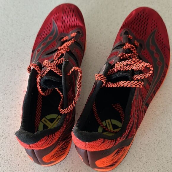 Saucony Men Cleats Carrera XC 3 Running Orange Red Black Track Spike 9 1/2 Shoe - Picture 13 of 13